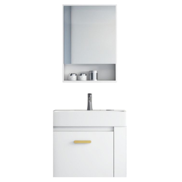 Wall Mount Rectangular Bathroom Vanity Glam White Ceramic Single Vanity Set Clearhalo 'Bathroom Remodel & Bathroom Fixtures' 'Bathroom Vanities' 'bathroom_vanities' 'Home Improvement' 'home_improvement' 'home_improvement_bathroom_vanities' 1200x1200_1bb40433-134c-4b01-914e-4b5508d3d9f0