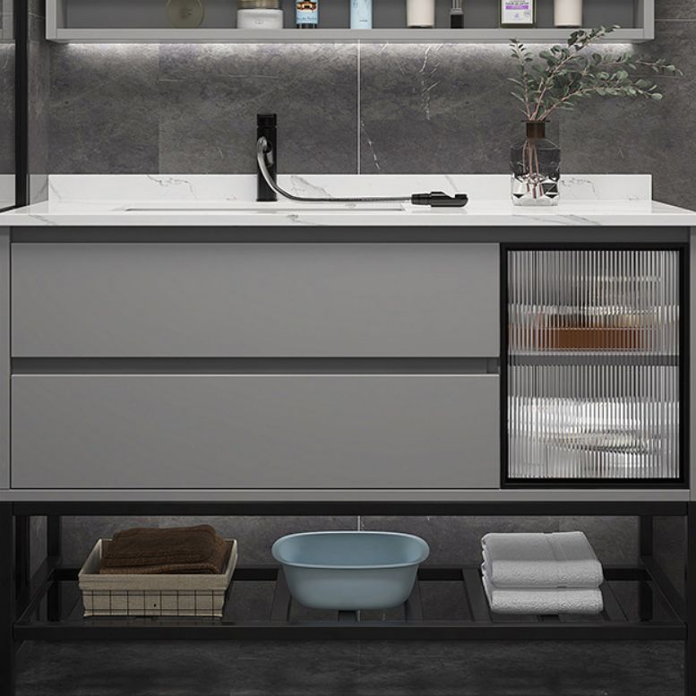 Modern Vanity Set Single Gray Rectangular Wall Mount Bath Vanity Clearhalo 'Bathroom Remodel & Bathroom Fixtures' 'Bathroom Vanities' 'bathroom_vanities' 'Home Improvement' 'home_improvement' 'home_improvement_bathroom_vanities' 1200x1200_1bc6d71c-3942-4a7f-8fa3-8fc592738835