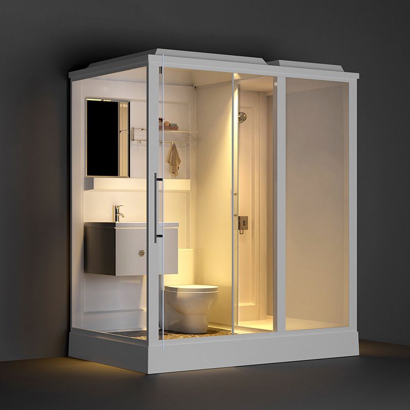 Single Sliding Shower Stall 91" H Framed Rectangle Shower Stall with White Base Clearhalo 'Bathroom Remodel & Bathroom Fixtures' 'Home Improvement' 'home_improvement' 'home_improvement_shower_stalls_enclosures' 'Shower Stalls & Enclosures' 'shower_stalls_enclosures' 'Showers & Bathtubs' 1200x1200_1bca7aae-f4a8-4578-a172-5999188679c2