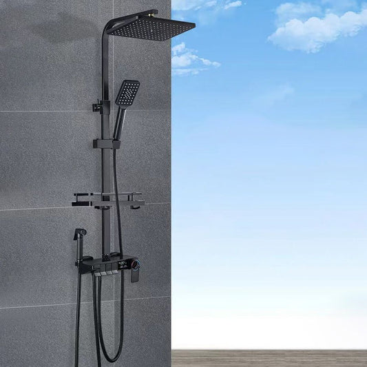Square Metal Shower System Volume Control Dual Shower Head Shower Faucet with Shower Arm Clearhalo 'Bathroom Remodel & Bathroom Fixtures' 'Home Improvement' 'home_improvement' 'home_improvement_shower_faucets' 'Shower Faucets & Systems' 'shower_faucets' 'Showers & Bathtubs Plumbing' 'Showers & Bathtubs' 1200x1200_1bd9b2d1-25ed-433d-9914-4ce79b574177