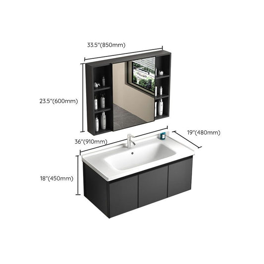 Aluminum Bathroom Vanity Set Doors Wall Mounted Doors Grey Single Sink with Mirror Clearhalo 'Bathroom Remodel & Bathroom Fixtures' 'Bathroom Vanities' 'bathroom_vanities' 'Home Improvement' 'home_improvement' 'home_improvement_bathroom_vanities' 1200x1200_1beb7c5c-6cc4-4b7c-9634-d501f3847851