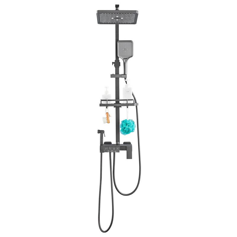 Square Shower Head Combo Wall Mount Digital Display with Rain Shower Head and Hand Shower Clearhalo 'Bathroom Remodel & Bathroom Fixtures' 'Home Improvement' 'home_improvement' 'home_improvement_shower_faucets' 'Shower Faucets & Systems' 'shower_faucets' 'Showers & Bathtubs Plumbing' 'Showers & Bathtubs' 1200x1200_1befa48c-173d-4cf6-850d-cd58c85b51e0