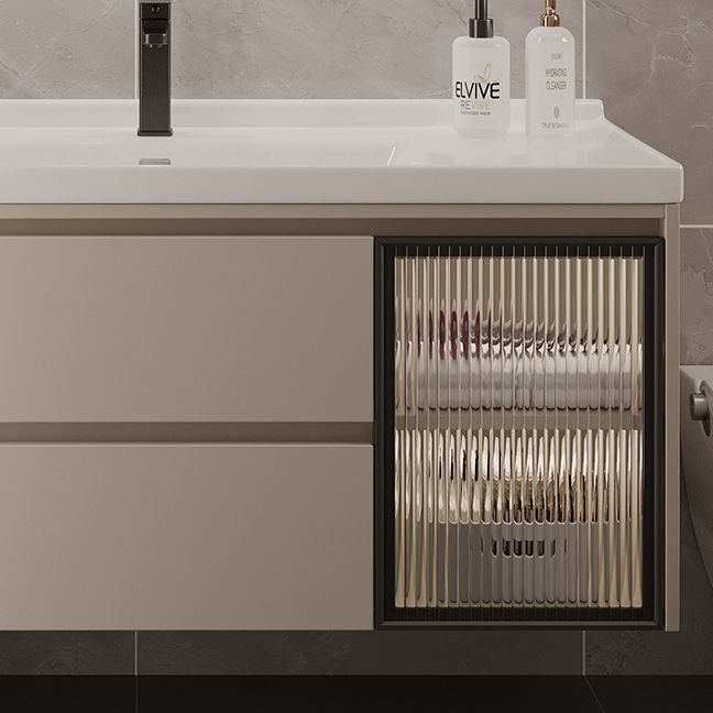 Wall Mount Bathroom Vanity Modern Glass Single-Sink Rectangular Vanity Set Clearhalo 'Bathroom Remodel & Bathroom Fixtures' 'Bathroom Vanities' 'bathroom_vanities' 'Home Improvement' 'home_improvement' 'home_improvement_bathroom_vanities' 1200x1200_1bf39670-0162-4c9e-b8cc-376e862bd084