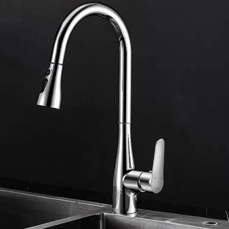Modern Faucet 1-Handle 1-Hole Copper with Pull out Sprayer Gooseneck Faucet Clearhalo 'Home Improvement' 'home_improvement' 'home_improvement_kitchen_faucets' 'Kitchen Faucets' 'Kitchen Remodel & Kitchen Fixtures' 'Kitchen Sinks & Faucet Components' 'kitchen_faucets' 1200x1200_1c087f54-e8a9-4b93-bd52-e4b0ad19d924