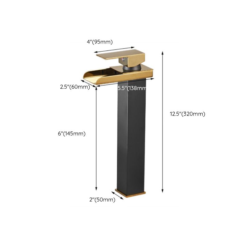 Waterfall Spout Vessel Sink Faucet Lever Handle Square Vessel Faucet Clearhalo 'Bathroom Remodel & Bathroom Fixtures' 'Bathroom Sink Faucets' 'Bathroom Sinks & Faucet Components' 'bathroom_sink_faucets' 'Home Improvement' 'home_improvement' 'home_improvement_bathroom_sink_faucets' 1200x1200_1c0a24e0-5216-490f-b1b3-12a41fab1580