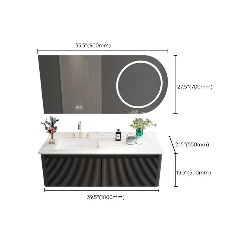 Gorgeous Black Sink Vanity Wooden Wall-Mounted Bathroom Vanity Cabinet with Mirror Clearhalo 'Bathroom Remodel & Bathroom Fixtures' 'Bathroom Vanities' 'bathroom_vanities' 'Home Improvement' 'home_improvement' 'home_improvement_bathroom_vanities' 1200x1200_1c0c5dbb-9a49-4a7a-9171-c08857aae068