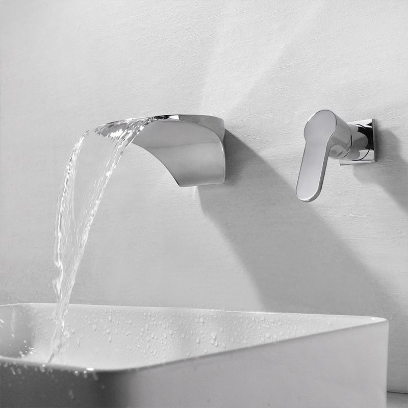 1-Handle Brushed Nickel Widespread Faucet 2-Hole Wall Mounted Bathroom Faucet Clearhalo 'Bathroom Remodel & Bathroom Fixtures' 'Bathroom Sink Faucets' 'Bathroom Sinks & Faucet Components' 'bathroom_sink_faucets' 'Home Improvement' 'home_improvement' 'home_improvement_bathroom_sink_faucets' 1200x1200_1c0cadfc-fa9b-4d42-b578-1f327bfb40a9