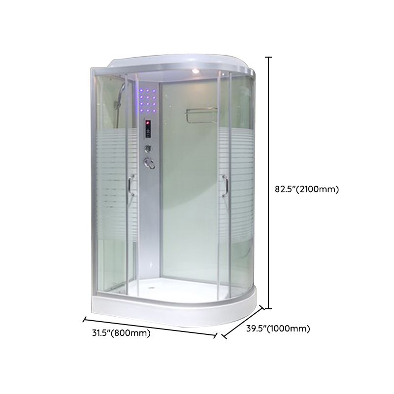 Double Sliding Rounded Shower Stall Tempered Glass Shower Stall with Hand Shower Clearhalo 'Bathroom Remodel & Bathroom Fixtures' 'Home Improvement' 'home_improvement' 'home_improvement_shower_stalls_enclosures' 'Shower Stalls & Enclosures' 'shower_stalls_enclosures' 'Showers & Bathtubs' 1200x1200_1c13f13f-9190-42bb-831a-4b85b4b7497c