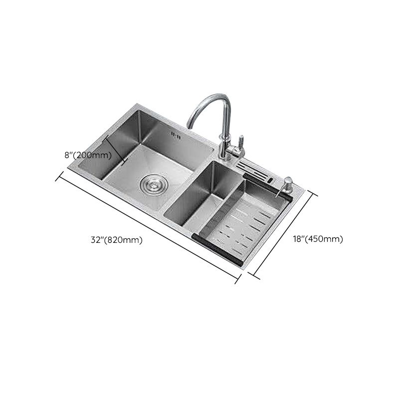 Double Basin Kitchen Sink Contemporary with Drain Assembly Sink Clearhalo 'Home Improvement' 'home_improvement' 'home_improvement_kitchen_sinks' 'Kitchen Remodel & Kitchen Fixtures' 'Kitchen Sinks & Faucet Components' 'Kitchen Sinks' 'kitchen_sinks' 1200x1200_1c16d07b-b4e4-412d-a2af-46c000c086e8