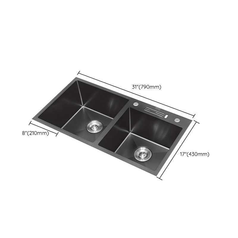 Classic Style Kitchen Sink Stainless Steel Kitchen Double Sink with Drain Strainer Kit Clearhalo 'Home Improvement' 'home_improvement' 'home_improvement_kitchen_sinks' 'Kitchen Remodel & Kitchen Fixtures' 'Kitchen Sinks & Faucet Components' 'Kitchen Sinks' 'kitchen_sinks' 1200x1200_1c217255-1076-425e-a106-0f12f1dddf4c