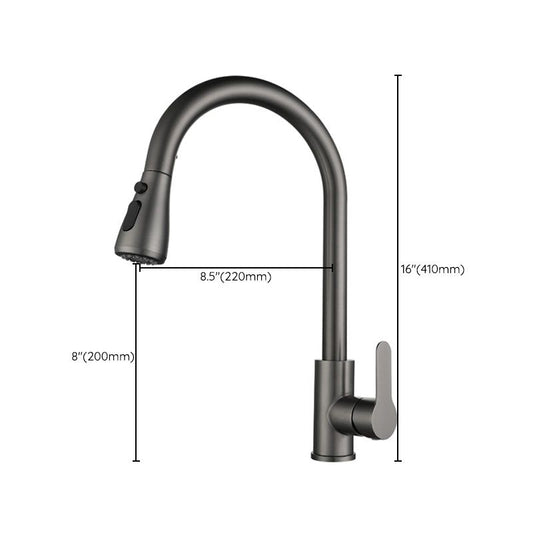 Contemporary Pull Down Single Handle Kitchen Faucet High Arch Water Filler in Gray Clearhalo 'Home Improvement' 'home_improvement' 'home_improvement_kitchen_faucets' 'Kitchen Faucets' 'Kitchen Remodel & Kitchen Fixtures' 'Kitchen Sinks & Faucet Components' 'kitchen_faucets' 1200x1200_1c2cd0fe-8636-4613-b62b-c47adb3183a3