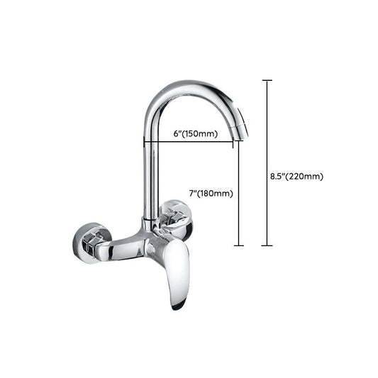 Contemporary Metal Kitchen Faucet Wall-mounted 2 Holds Bar Faucet Clearhalo 'Home Improvement' 'home_improvement' 'home_improvement_kitchen_faucets' 'Kitchen Faucets' 'Kitchen Remodel & Kitchen Fixtures' 'Kitchen Sinks & Faucet Components' 'kitchen_faucets' 1200x1200_1c3aea02-6aa7-4272-9189-60685a912736