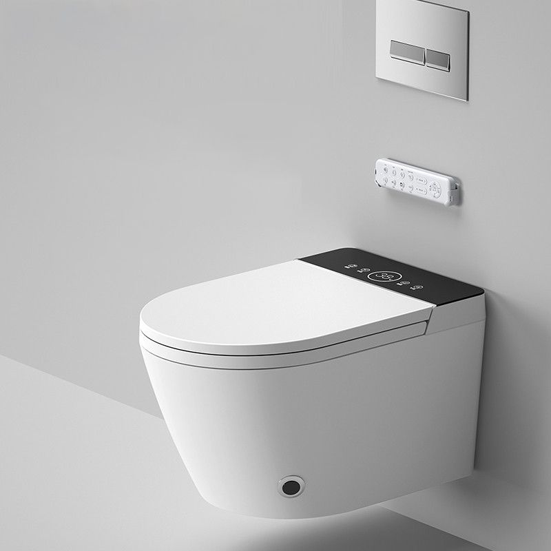 White Smart Toilet Antimicrobial Foot Sensor Elongated Wall Hung Toilet Set Clearhalo 'Bathroom Remodel & Bathroom Fixtures' 'Bidets' 'Home Improvement' 'home_improvement' 'home_improvement_bidets' 'Toilets & Bidets' 1200x1200_1c3c951f-2364-4434-8bea-10717d2d91ba
