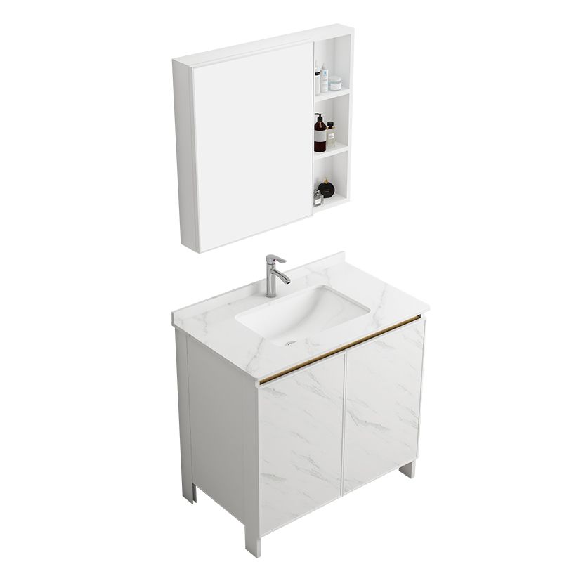 Free Standing Vanity Set White Drawer Ceramic Sink Faucet Vanity Set with Mirror Clearhalo 'Bathroom Remodel & Bathroom Fixtures' 'Bathroom Vanities' 'bathroom_vanities' 'Home Improvement' 'home_improvement' 'home_improvement_bathroom_vanities' 1200x1200_1c3d6c7f-6c89-44a3-8181-05f0ebb1bc10