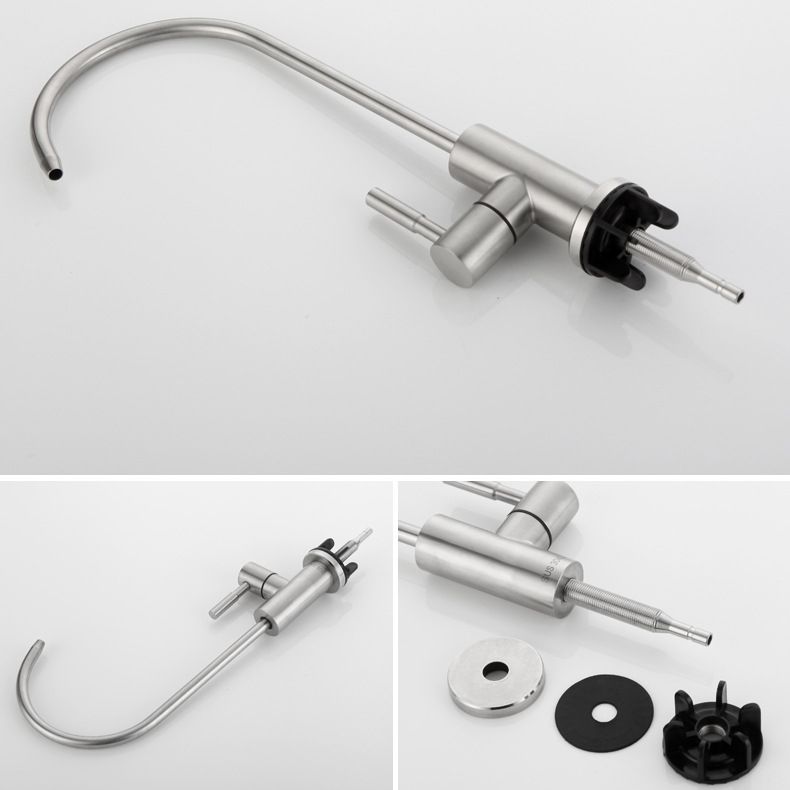 Stainless Steel Kitchen Faucet with Handle Gooseneck Standard Kitchen Faucets Clearhalo 'Home Improvement' 'home_improvement' 'home_improvement_kitchen_faucets' 'Kitchen Faucets' 'Kitchen Remodel & Kitchen Fixtures' 'Kitchen Sinks & Faucet Components' 'kitchen_faucets' 1200x1200_1c552504-3d61-4212-a324-6ef3b3203e94