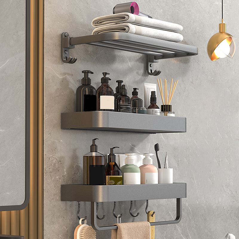 Matte Black Bathroom Set Modern 1/2 - Piece Anti-rust Bath Shelf - Clearhalo