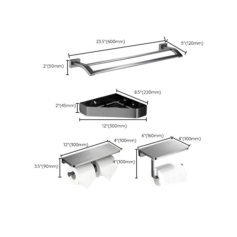 Matte Gray Bathroom Set Metal Bathroom Accessories Hardware Set Clearhalo 'Bathroom Hardware Sets' 'Bathroom Hardware' 'Bathroom Remodel & Bathroom Fixtures' 'bathroom_hardware_sets' 'Home Improvement' 'home_improvement' 'home_improvement_bathroom_hardware_sets' 1200x1200_1c64f385-197c-4cba-ac63-2f0d394fff68