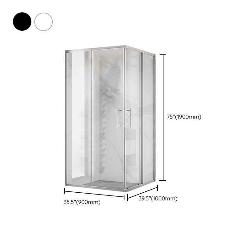 Double Sliding Shower Enclosure Framed Clear Tempered Glass Shower Enclosure Clearhalo 'Bathroom Remodel & Bathroom Fixtures' 'Home Improvement' 'home_improvement' 'home_improvement_shower_stalls_enclosures' 'Shower Stalls & Enclosures' 'shower_stalls_enclosures' 'Showers & Bathtubs' 1200x1200_1c6625aa-7898-4adf-8746-955cc81d56cb