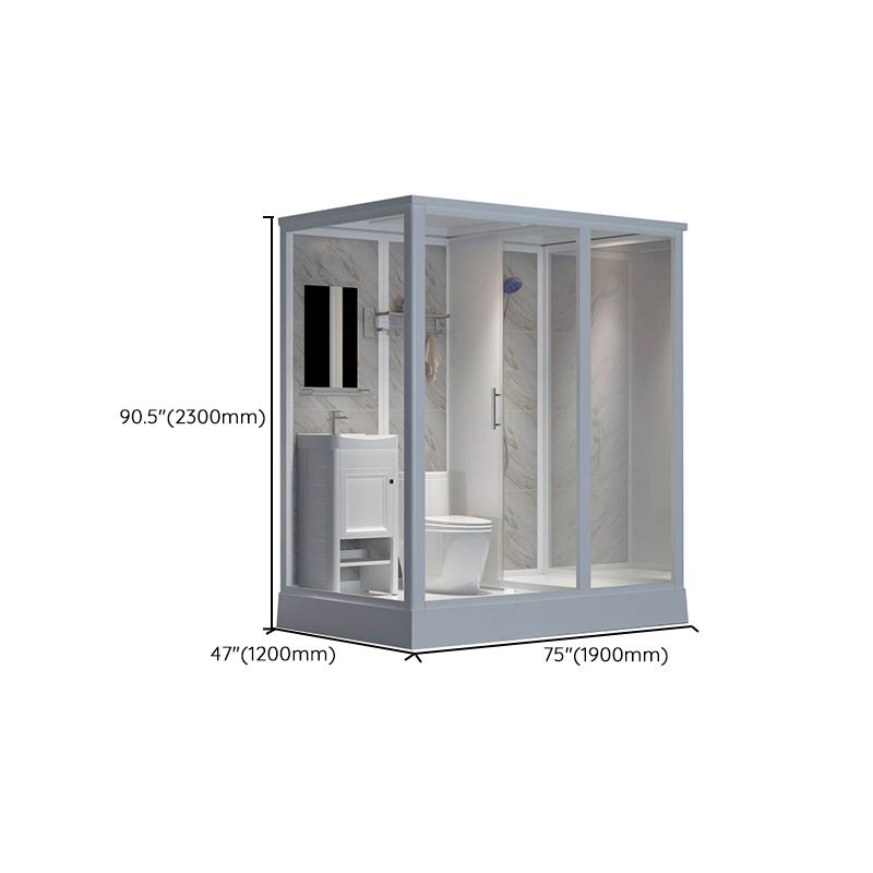 Framed White Shower Kit Corner Rectangle Frosted Shower Stall Clearhalo 'Bathroom Remodel & Bathroom Fixtures' 'Home Improvement' 'home_improvement' 'home_improvement_shower_stalls_enclosures' 'Shower Stalls & Enclosures' 'shower_stalls_enclosures' 'Showers & Bathtubs' 1200x1200_1c758233-a844-4e07-9525-305fea22a85e