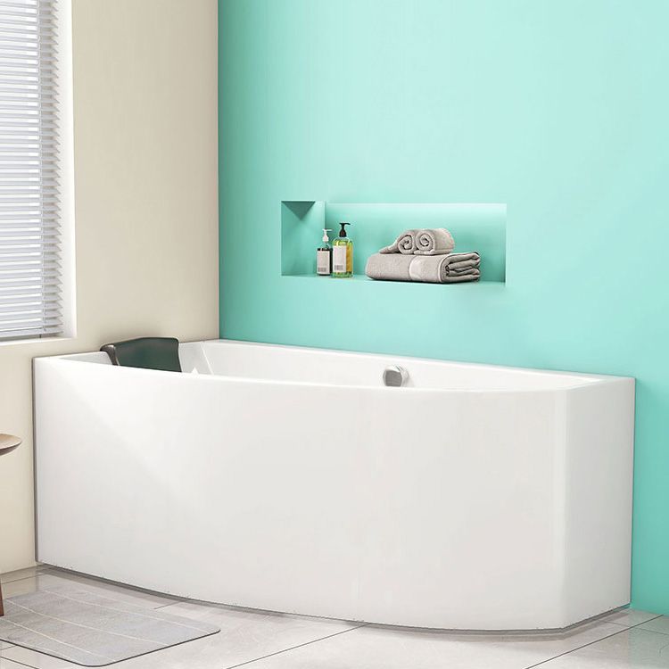 White Corner Bath Freestanding Acrylic Soaking Modern Bathtub Clearhalo 'Bathroom Remodel & Bathroom Fixtures' 'Bathtubs' 'Home Improvement' 'home_improvement' 'home_improvement_bathtubs' 'Showers & Bathtubs' 1200x1200_1cba2b5f-e835-47ec-982b-ae8dd4159987