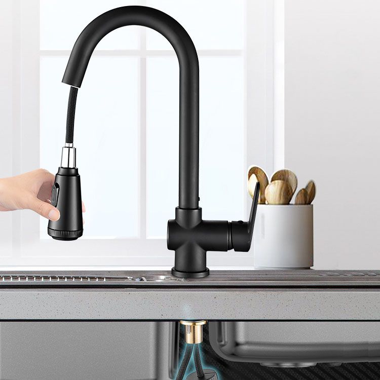 Gooseneck Kitchen Bar Faucet Swivel Spout No Sensor Bar Faucet with Pull down Sprayer Clearhalo 'Home Improvement' 'home_improvement' 'home_improvement_kitchen_faucets' 'Kitchen Faucets' 'Kitchen Remodel & Kitchen Fixtures' 'Kitchen Sinks & Faucet Components' 'kitchen_faucets' 1200x1200_1ccb8f27-79c4-44b1-a502-4f0bc9768191