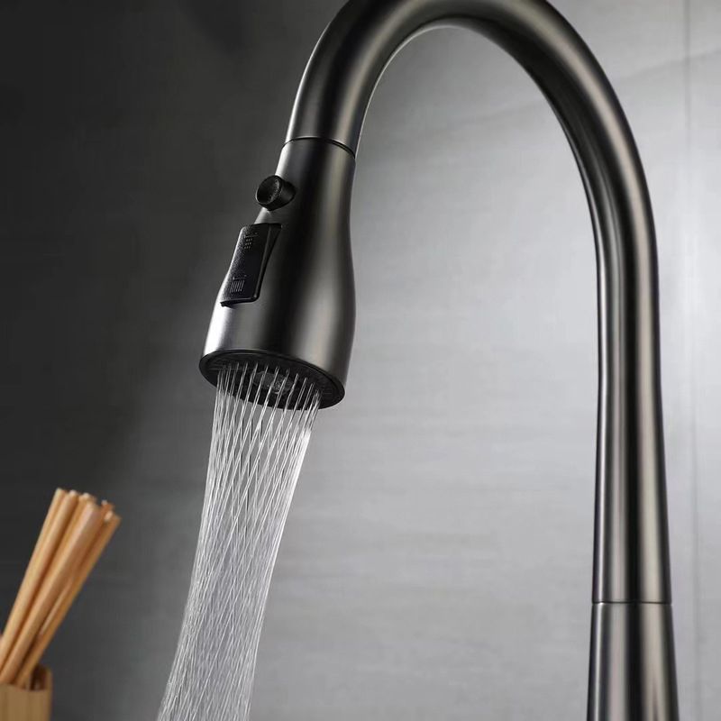 Modern Faucet 1-Handle 1-Hole Copper with Pull out Sprayer Gooseneck Faucet Clearhalo 'Home Improvement' 'home_improvement' 'home_improvement_kitchen_faucets' 'Kitchen Faucets' 'Kitchen Remodel & Kitchen Fixtures' 'Kitchen Sinks & Faucet Components' 'kitchen_faucets' 1200x1200_1cd11b26-9861-40f6-a96c-cd58d0a4e71f