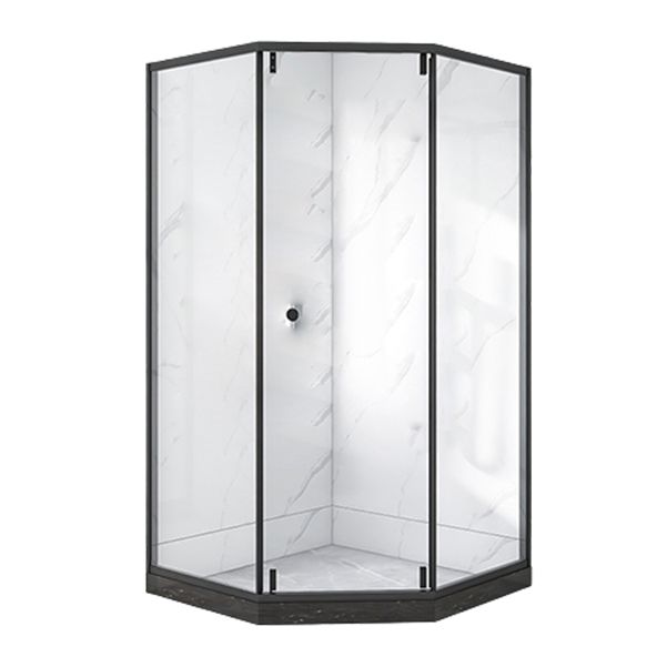 Single Sliding Neo-Angle Shower Enclosure Tempered Glass Stainless Steel Shower Stall Clearhalo 'Bathroom Remodel & Bathroom Fixtures' 'Home Improvement' 'home_improvement' 'home_improvement_shower_stalls_enclosures' 'Shower Stalls & Enclosures' 'shower_stalls_enclosures' 'Showers & Bathtubs' 1200x1200_1cdb8c25-4fad-4a4d-a0ad-d802c87bea58