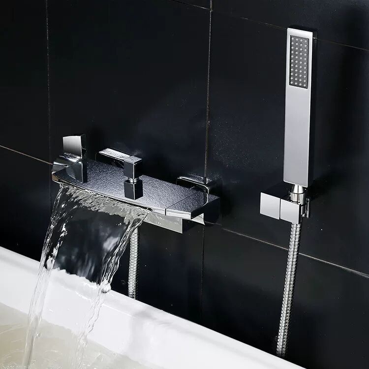 Modern Bathroom Tub Spout Wall Mounted Fixed Waterfall Faucet Clearhalo 'Bathroom Remodel & Bathroom Fixtures' 'Bathtub Faucets' 'bathtub_faucets' 'Home Improvement' 'home_improvement' 'home_improvement_bathtub_faucets' 1200x1200_1ce133ef-24a9-4cc1-b534-2009a7d5fb6d