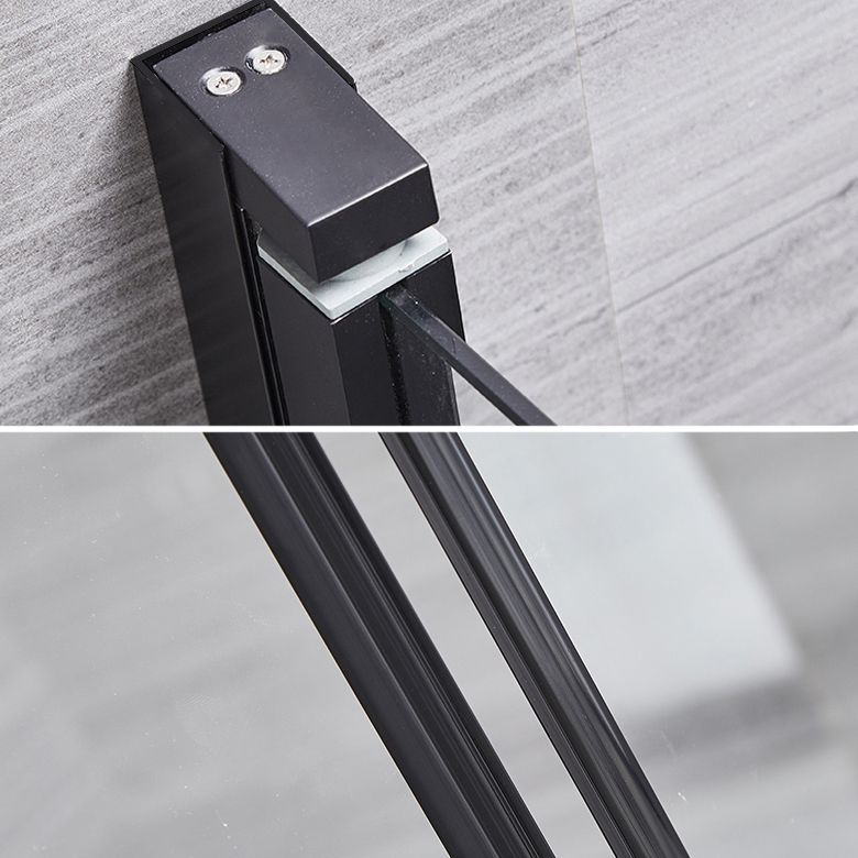 Square Black Frame Folding Shower Enclosure with Double Door Handles Clearhalo 'Bathroom Remodel & Bathroom Fixtures' 'Home Improvement' 'home_improvement' 'home_improvement_shower_stalls_enclosures' 'Shower Stalls & Enclosures' 'shower_stalls_enclosures' 'Showers & Bathtubs' 1200x1200_1cf05749-b13a-4e8e-afd8-017d4e470794