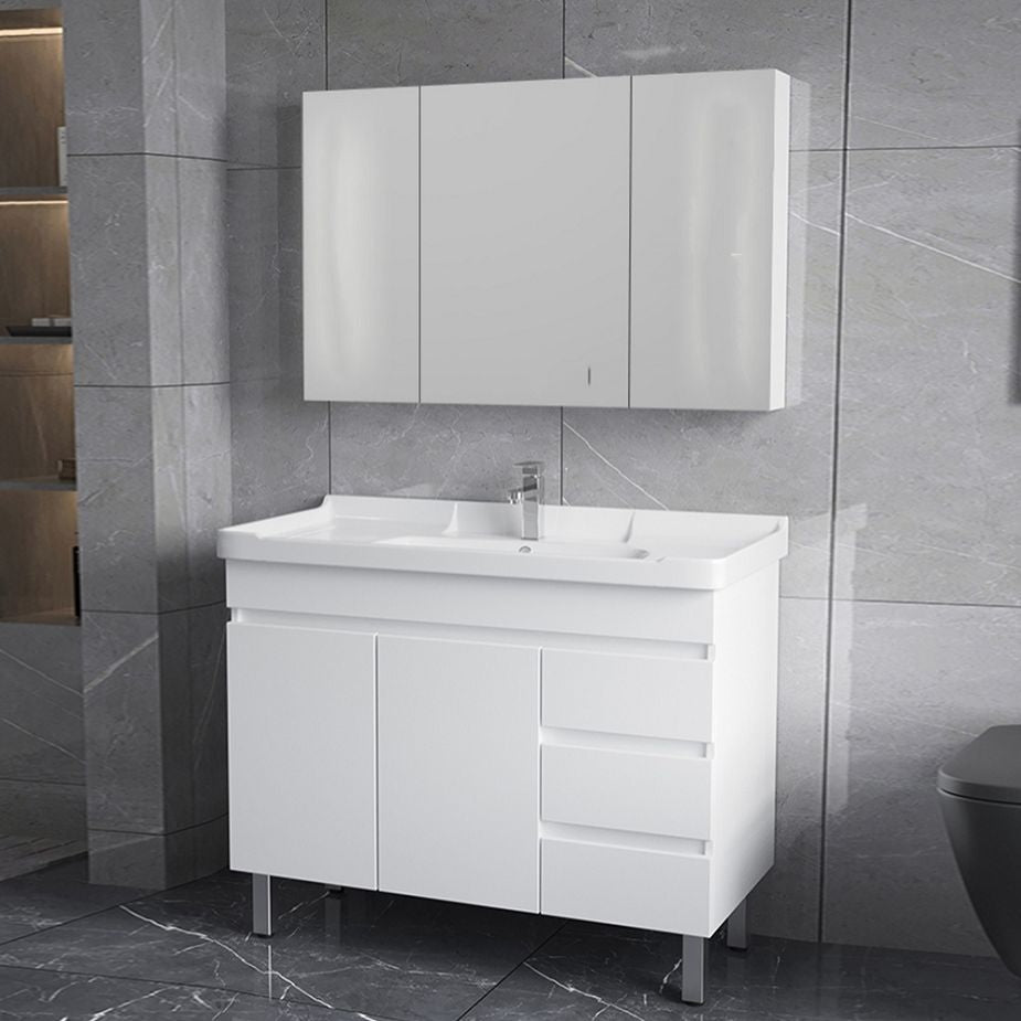 Ceramic Single Bathroom Vanity Modern White Rectangular Freestanding Vanity Set Clearhalo 'Bathroom Remodel & Bathroom Fixtures' 'Bathroom Vanities' 'bathroom_vanities' 'Home Improvement' 'home_improvement' 'home_improvement_bathroom_vanities' 1200x1200_1cf16490-a252-4cde-8fbd-dff117f37d00