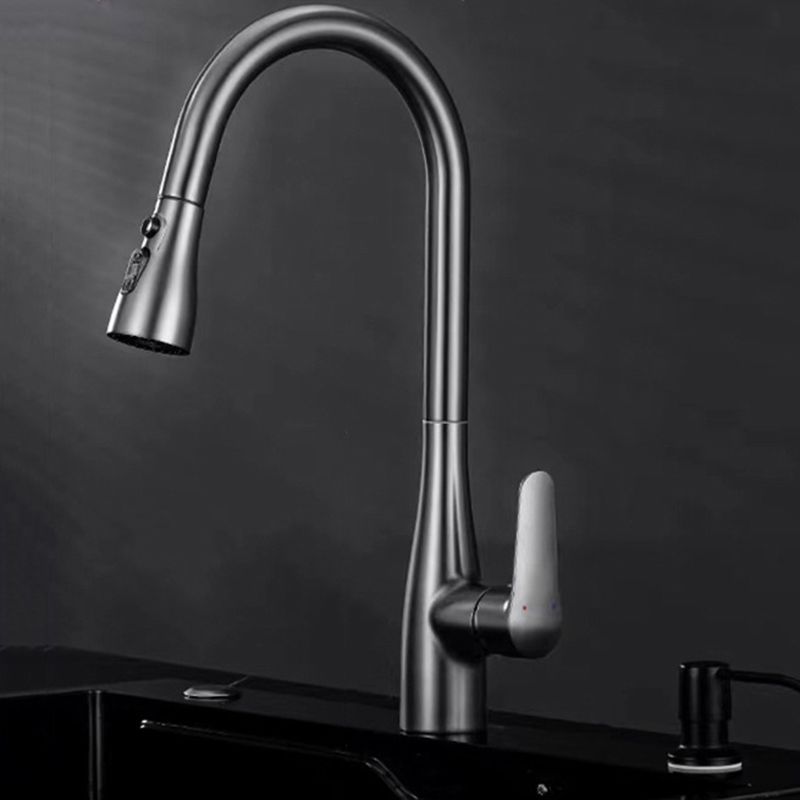 Modern Faucet 1-Handle 1-Hole Copper with Pull out Sprayer Gooseneck Faucet Clearhalo 'Home Improvement' 'home_improvement' 'home_improvement_kitchen_faucets' 'Kitchen Faucets' 'Kitchen Remodel & Kitchen Fixtures' 'Kitchen Sinks & Faucet Components' 'kitchen_faucets' 1200x1200_1d0509d1-88d0-40c8-8ec0-620536ddc65a