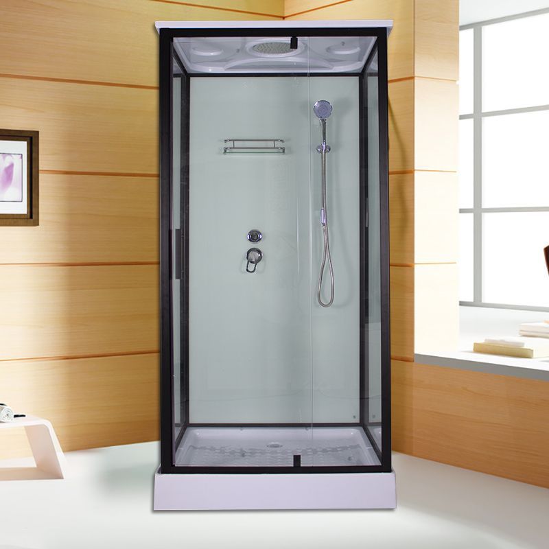 Tempered Glass Shower Stall Home Shower Stall with Towel Bar and Rain Shower Clearhalo 'Bathroom Remodel & Bathroom Fixtures' 'Home Improvement' 'home_improvement' 'home_improvement_shower_stalls_enclosures' 'Shower Stalls & Enclosures' 'shower_stalls_enclosures' 'Showers & Bathtubs' 1200x1200_1d06896d-0aa9-49d5-ad8b-db3cb639d18a