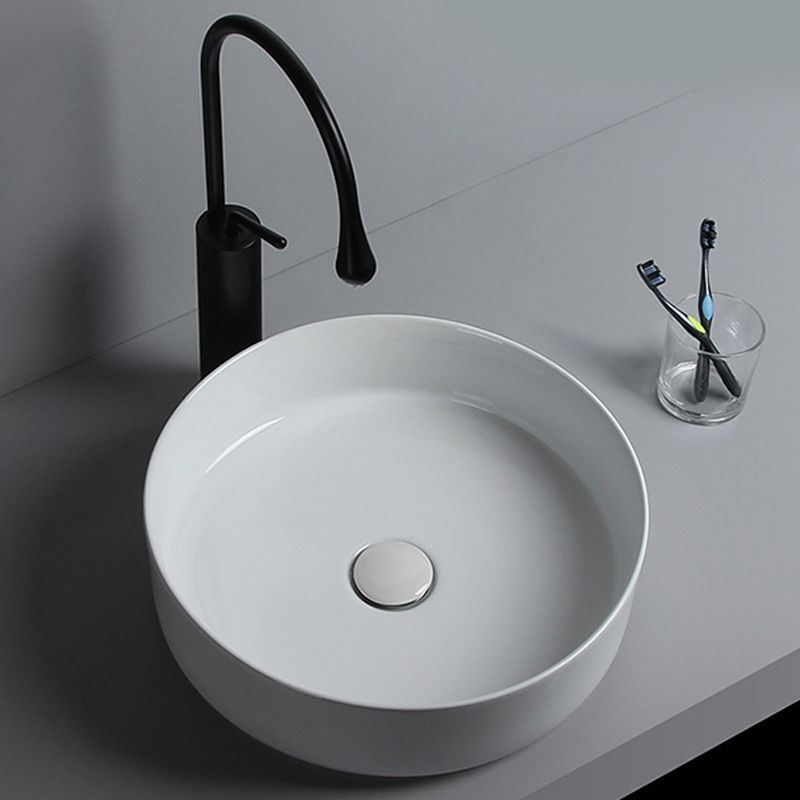 Modern White Vessel Sink Porcelain Shut-Off Valve Included Bathroom Sink Clearhalo 'Bathroom Remodel & Bathroom Fixtures' 'Bathroom Sinks & Faucet Components' 'Bathroom Sinks' 'bathroom_sink' 'Home Improvement' 'home_improvement' 'home_improvement_bathroom_sink' 1200x1200_1d10dcbe-9b87-47a6-99f0-c0e713ac1c2b