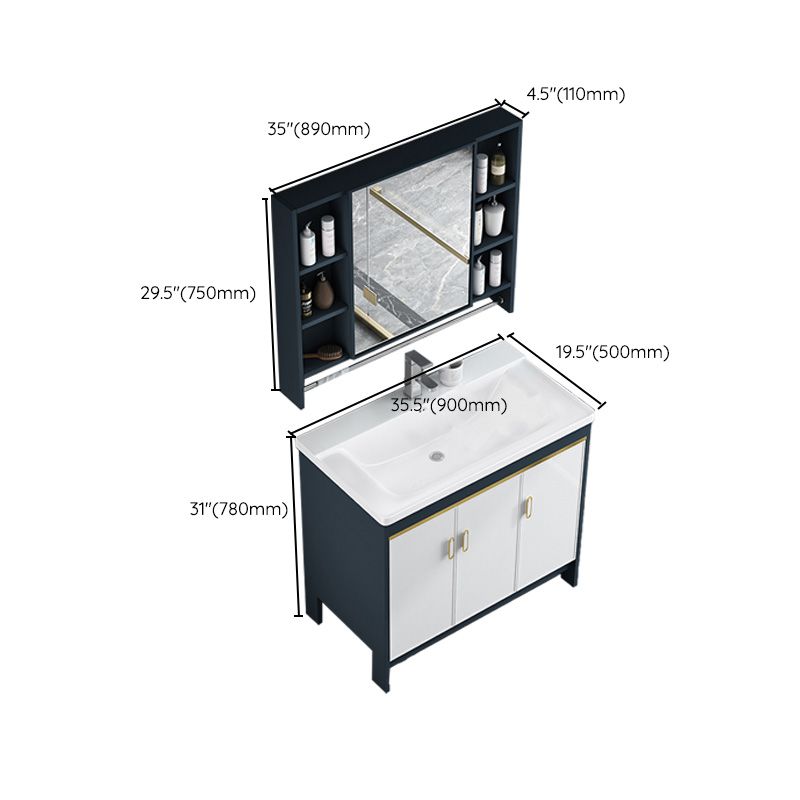 Glam Bathroom Vanity Single Ceramic Top Rectangular Bath Vanity Clearhalo 'Bathroom Remodel & Bathroom Fixtures' 'Bathroom Vanities' 'bathroom_vanities' 'Home Improvement' 'home_improvement' 'home_improvement_bathroom_vanities' 1200x1200_1d12fd4d-6398-49e0-b11a-2b1f914b6080