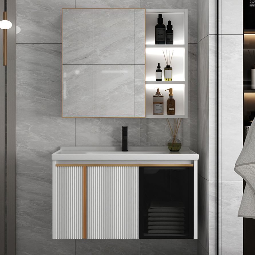 Rectangular Wall Mount Sink Vanity Modern White Metal Frame Vanity Clearhalo 'Bathroom Remodel & Bathroom Fixtures' 'Bathroom Vanities' 'bathroom_vanities' 'Home Improvement' 'home_improvement' 'home_improvement_bathroom_vanities' 1200x1200_1d28260a-16a0-4a9d-b5d9-54fcd3122e3f