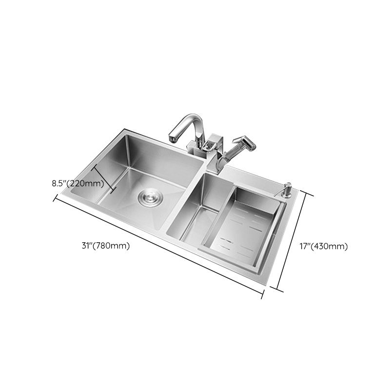 Rectangle Stainless Steel Kitchen Sink with Drain Assembly Contemporary Sink Clearhalo 'Home Improvement' 'home_improvement' 'home_improvement_kitchen_sinks' 'Kitchen Remodel & Kitchen Fixtures' 'Kitchen Sinks & Faucet Components' 'Kitchen Sinks' 'kitchen_sinks' 1200x1200_1d4e8508-a37d-4190-9f5a-72e006e1239d
