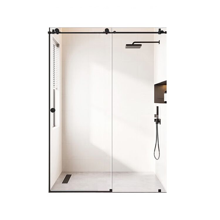 Transparent Pivot Shower Bath Door Tempered Semi-Frameless Shower Doors Clearhalo 'Bathroom Remodel & Bathroom Fixtures' 'Home Improvement' 'home_improvement' 'home_improvement_shower_tub_doors' 'Shower and Tub Doors' 'shower_tub_doors' 'Showers & Bathtubs' 1200x1200_1d6205a1-88b3-4c30-a2fb-79172b2a705a