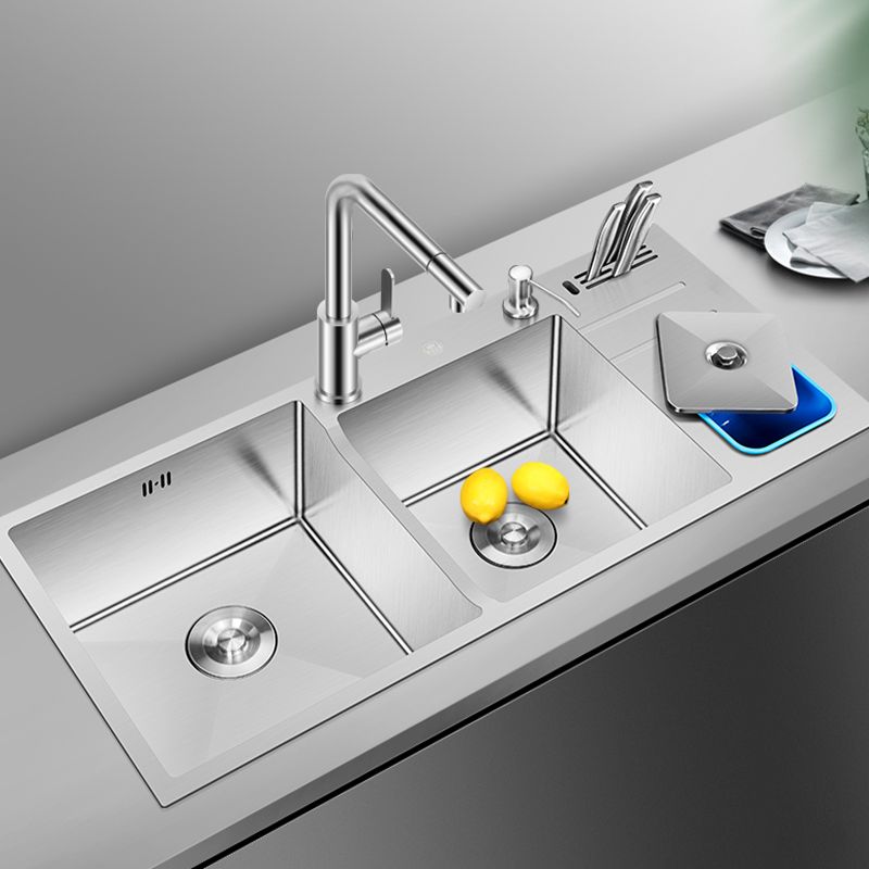 Modern Style Kitchen Sink Dirt Resistant Drop-In Sink with Drain Strainer Kit Clearhalo 'Home Improvement' 'home_improvement' 'home_improvement_kitchen_sinks' 'Kitchen Remodel & Kitchen Fixtures' 'Kitchen Sinks & Faucet Components' 'Kitchen Sinks' 'kitchen_sinks' 1200x1200_1d6711c2-4289-49e7-80e9-a32c62a994e2