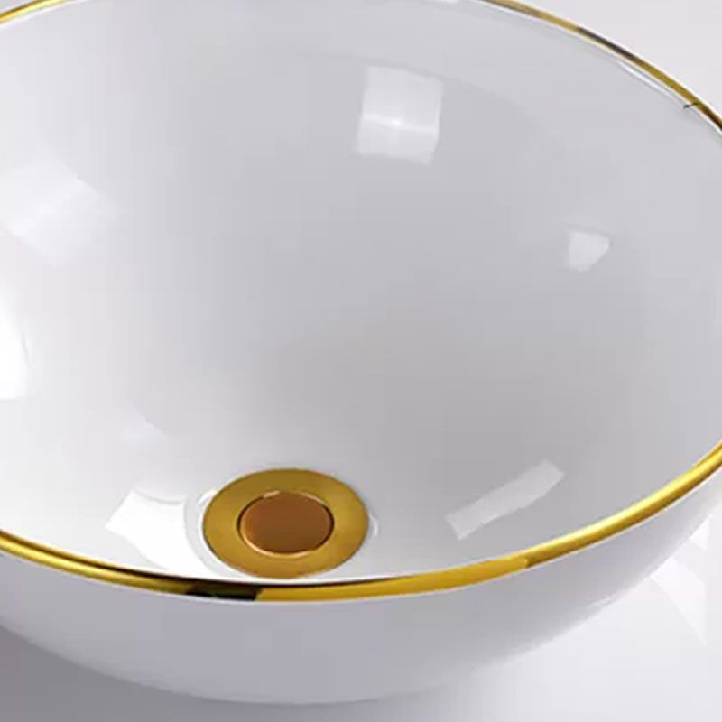 Round Bathroom Sink Ceramic Washroom Sink with Rod Handle Faucet Clearhalo 'Bathroom Remodel & Bathroom Fixtures' 'Bathroom Sinks & Faucet Components' 'Bathroom Sinks' 'bathroom_sink' 'Home Improvement' 'home_improvement' 'home_improvement_bathroom_sink' 1200x1200_1d683b09-c474-47c6-914e-2dfa6e348caa