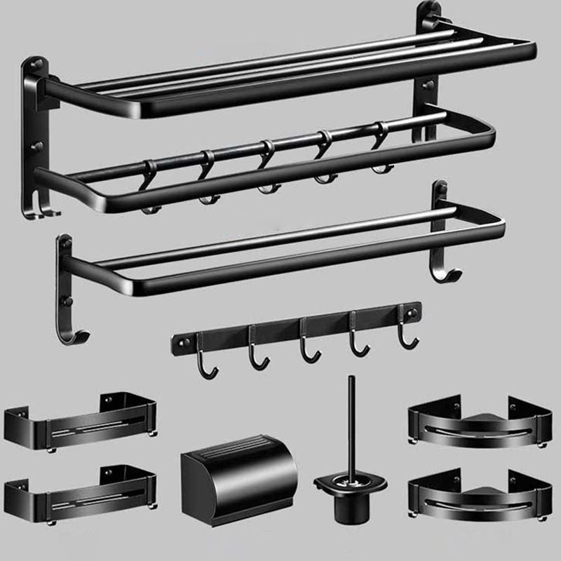 Modern Aluminum Bath Hardware Set Black Bathroom Accessory Kit Clearhalo 'Bathroom Hardware Sets' 'Bathroom Hardware' 'Bathroom Remodel & Bathroom Fixtures' 'bathroom_hardware_sets' 'Home Improvement' 'home_improvement' 'home_improvement_bathroom_hardware_sets' 1200x1200_1d6bcfea-8cda-4634-8c7c-74111485e743