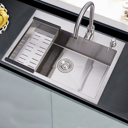 Classic Single Basin Sink Stainless Steel Kitchen Sink with Faucet and Soap Dispenser Clearhalo 'Home Improvement' 'home_improvement' 'home_improvement_kitchen_sinks' 'Kitchen Remodel & Kitchen Fixtures' 'Kitchen Sinks & Faucet Components' 'Kitchen Sinks' 'kitchen_sinks' 1200x1200_1d6e4466-0ad5-40c4-b670-427104455484