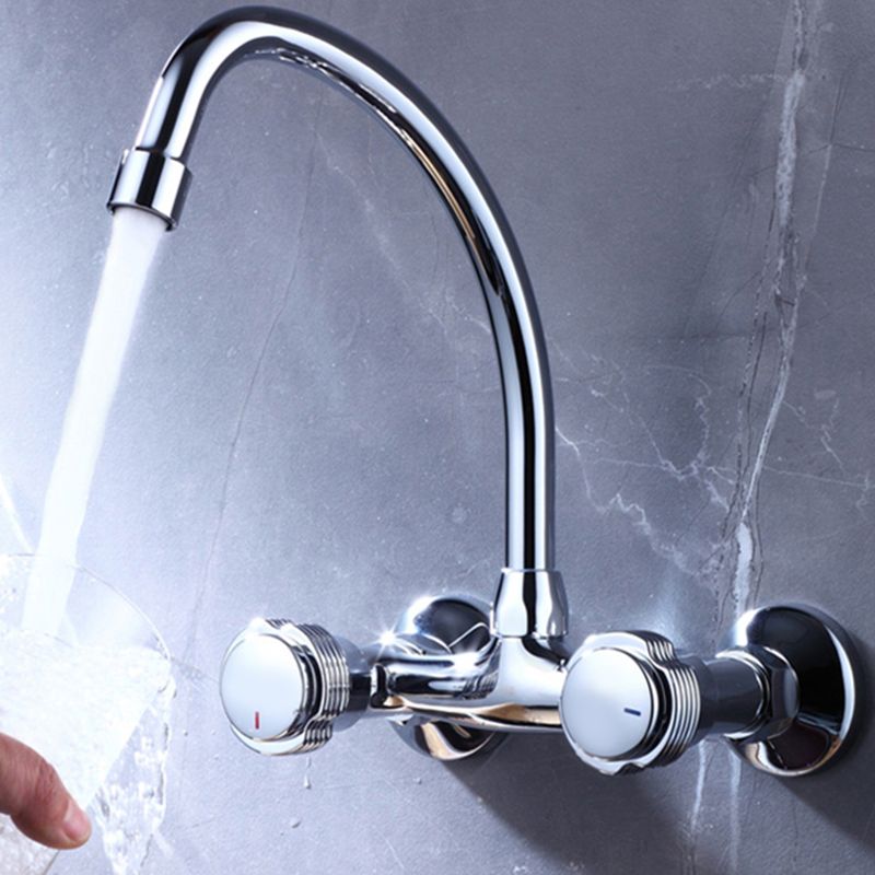 Contemporary Single Handle Kitchen Faucet Wall Mounted Bar Faucet in Chrome Clearhalo 'Home Improvement' 'home_improvement' 'home_improvement_kitchen_faucets' 'Kitchen Faucets' 'Kitchen Remodel & Kitchen Fixtures' 'Kitchen Sinks & Faucet Components' 'kitchen_faucets' 1200x1200_1d89c0ae-83d4-4e92-bb26-3d8afe363ecd