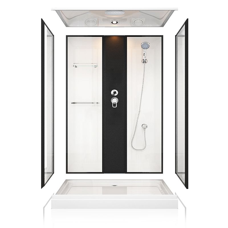 Shower Stall Black Framed Double Sliding Rectangle Shower Stall Clearhalo 'Bathroom Remodel & Bathroom Fixtures' 'Home Improvement' 'home_improvement' 'home_improvement_shower_stalls_enclosures' 'Shower Stalls & Enclosures' 'shower_stalls_enclosures' 'Showers & Bathtubs' 1200x1200_1da46396-b4a7-4a6a-ae19-83e5992184b9