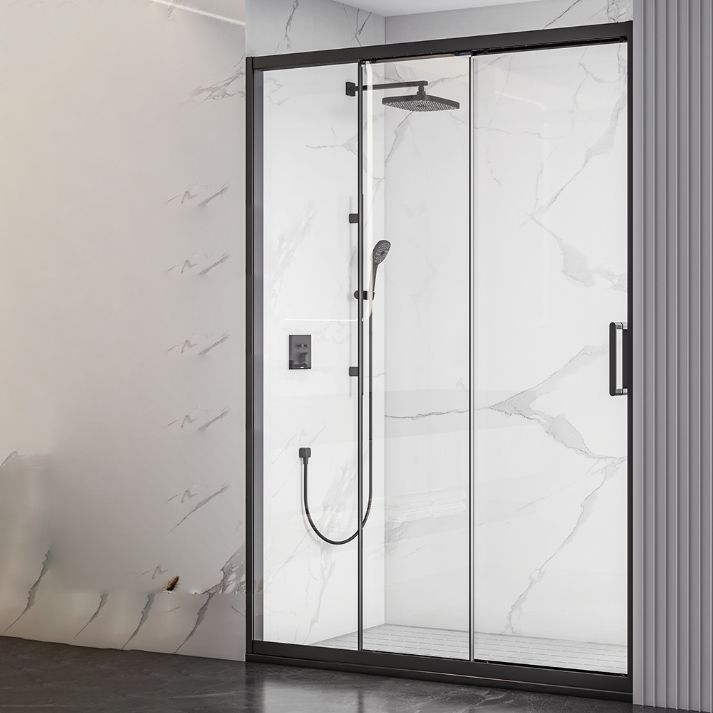Single Sliding Semi-Frameless Shower Doors Tempered Shower Bath Door Clearhalo 'Bathroom Remodel & Bathroom Fixtures' 'Home Improvement' 'home_improvement' 'home_improvement_shower_tub_doors' 'Shower and Tub Doors' 'shower_tub_doors' 'Showers & Bathtubs' 1200x1200_1da8cb2c-725e-4cfa-8823-1f2eafc3cae2