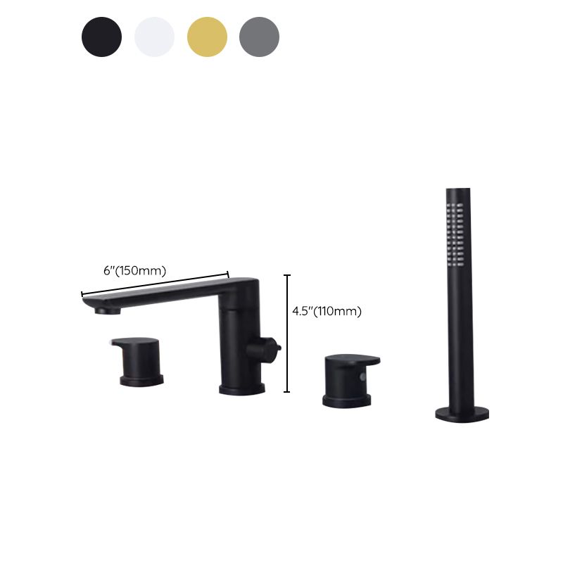 Modern Deck Mounted Copper Roman Tub Faucet Low Arc Tub Faucet Set Clearhalo 'Bathroom Remodel & Bathroom Fixtures' 'Bathtub Faucets' 'bathtub_faucets' 'Home Improvement' 'home_improvement' 'home_improvement_bathtub_faucets' 1200x1200_1dae6983-2cff-448c-83d8-63145f85d427