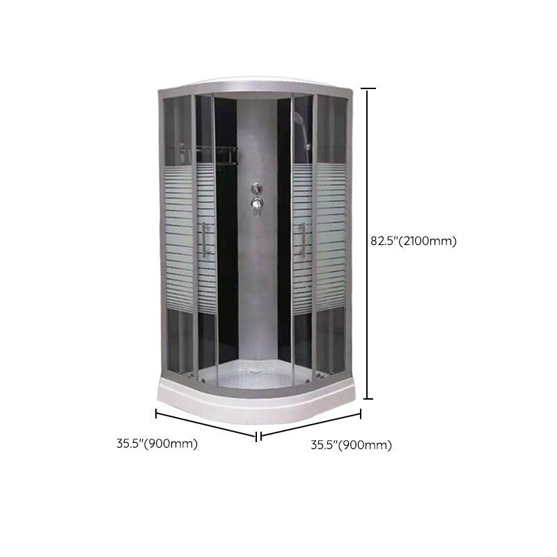 Double Sliding Rounded Shower Stall Frosted Tempered Glass Shower Kit Clearhalo 'Bathroom Remodel & Bathroom Fixtures' 'Home Improvement' 'home_improvement' 'home_improvement_shower_stalls_enclosures' 'Shower Stalls & Enclosures' 'shower_stalls_enclosures' 'Showers & Bathtubs' 1200x1200_1dc6cec1-5d39-4580-bcc7-322b1a50a3c5