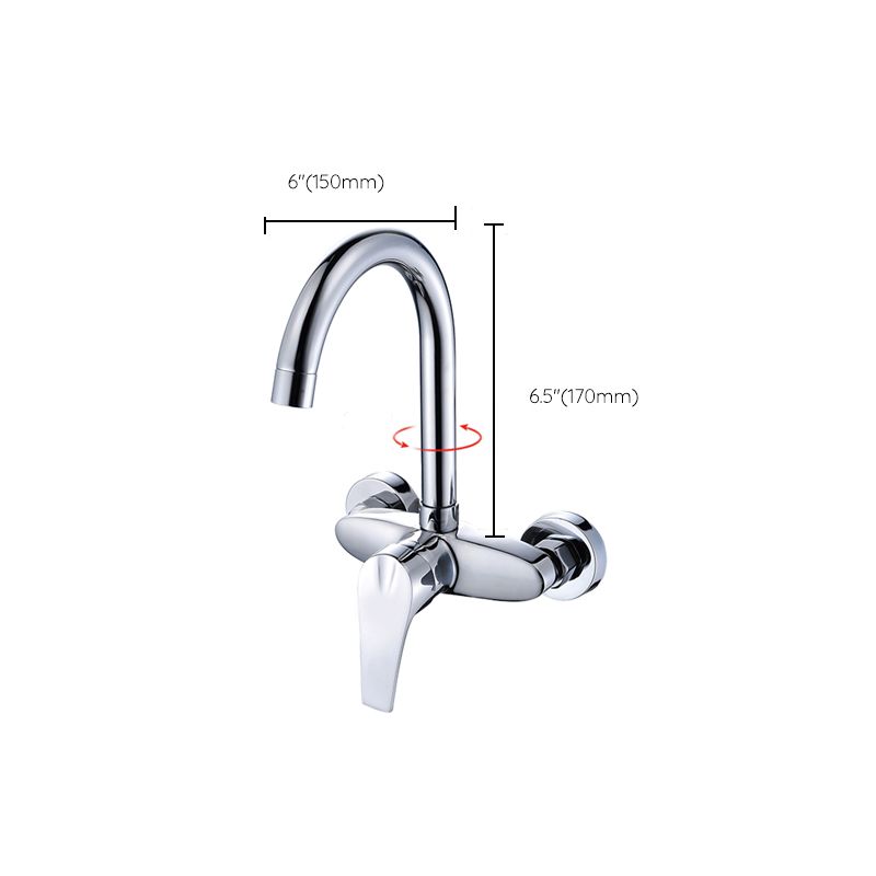 Contemporary Single Handle Kitchen Faucet Wall Mounted Two Holds Bar Faucet Clearhalo 'Home Improvement' 'home_improvement' 'home_improvement_kitchen_faucets' 'Kitchen Faucets' 'Kitchen Remodel & Kitchen Fixtures' 'Kitchen Sinks & Faucet Components' 'kitchen_faucets' 1200x1200_1dc7919c-3661-41f6-b1b2-b8ac7f4f3748