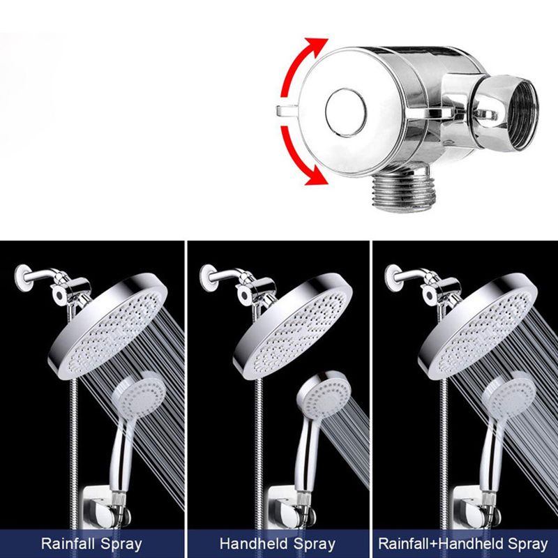 Contemporary Shower Combo Dual Shower Head Chrome Wall-Mount Round Shower Head Clearhalo 'Bathroom Remodel & Bathroom Fixtures' 'Home Improvement' 'home_improvement' 'home_improvement_shower_heads' 'Shower Heads' 'shower_heads' 'Showers & Bathtubs Plumbing' 'Showers & Bathtubs' 1200x1200_1dcdb471-60d6-40c0-85de-50c3f83e7694
