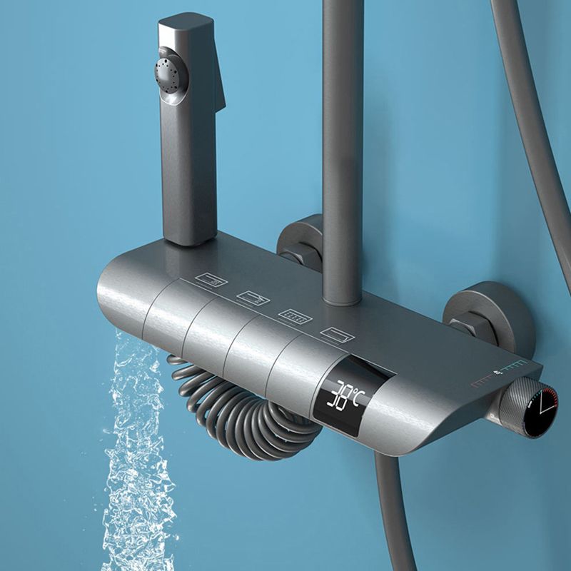 Modern Adjustable Water Flow Shower Faucet Square Shower Hose Shower System on Wall Clearhalo 'Bathroom Remodel & Bathroom Fixtures' 'Home Improvement' 'home_improvement' 'home_improvement_shower_faucets' 'Shower Faucets & Systems' 'shower_faucets' 'Showers & Bathtubs Plumbing' 'Showers & Bathtubs' 1200x1200_1dd03d0a-e7ac-458d-be97-a07946a8a259