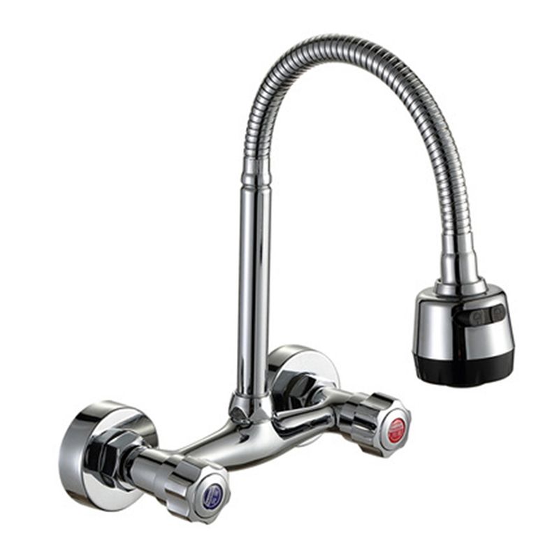 Brass Modern Kitchen Faucet No Sensor 2-Handle Faucet in Nickel Clearhalo 'Home Improvement' 'home_improvement' 'home_improvement_kitchen_faucets' 'Kitchen Faucets' 'Kitchen Remodel & Kitchen Fixtures' 'Kitchen Sinks & Faucet Components' 'kitchen_faucets' 1200x1200_1dd97010-8af2-4a57-b150-c58847aa0931